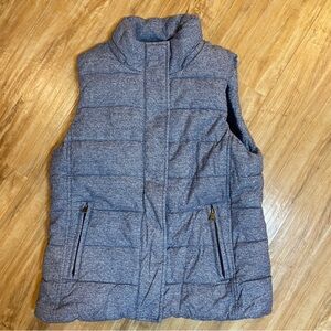 Banana Republic Navy Blue Heathered Quilted Puffer Vest Sherpa Lined Cozy, M